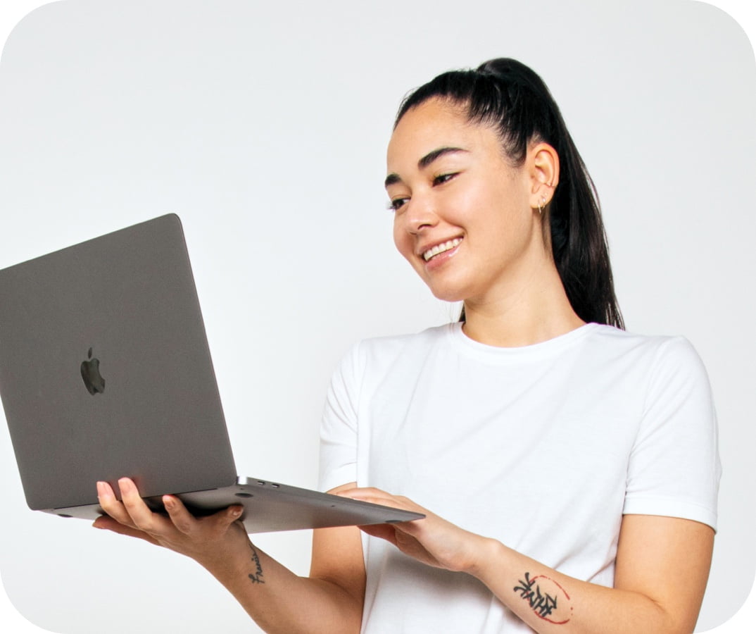 Woman looking at laptop