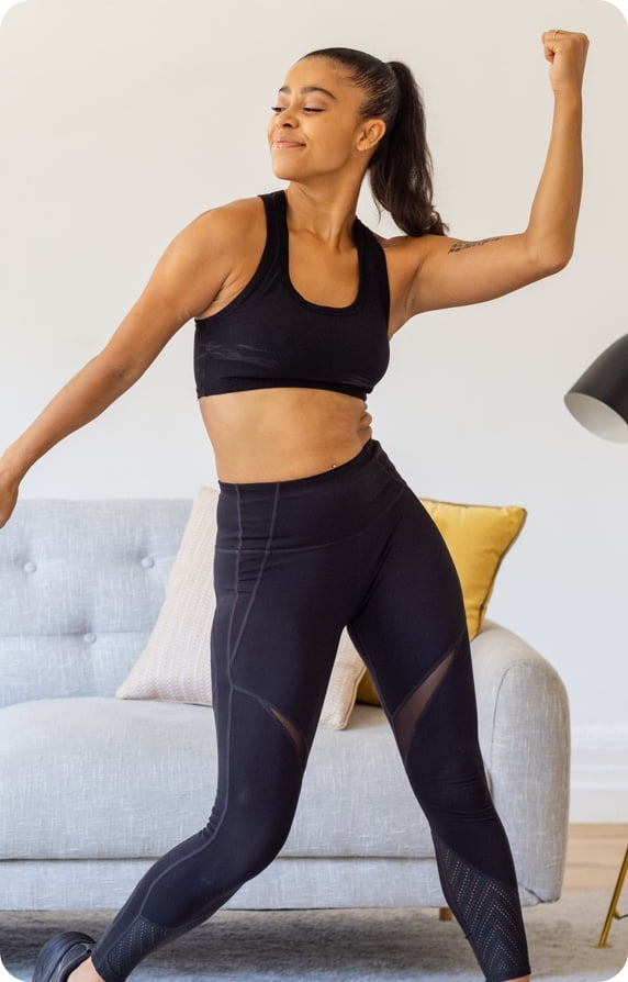 woman in the middle of a dance routine