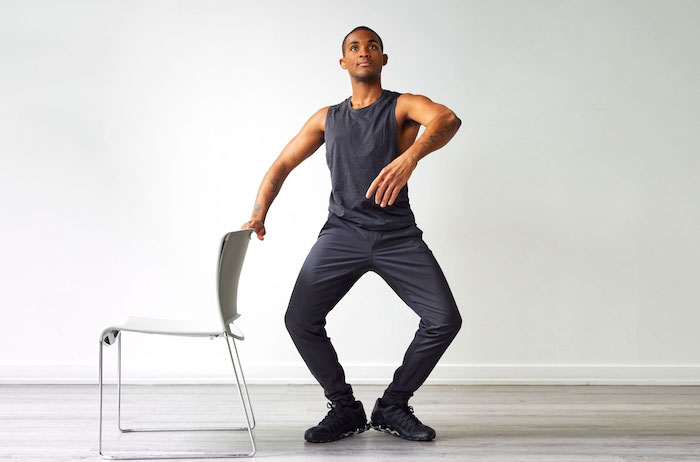 Man doing barre workout during VPT session